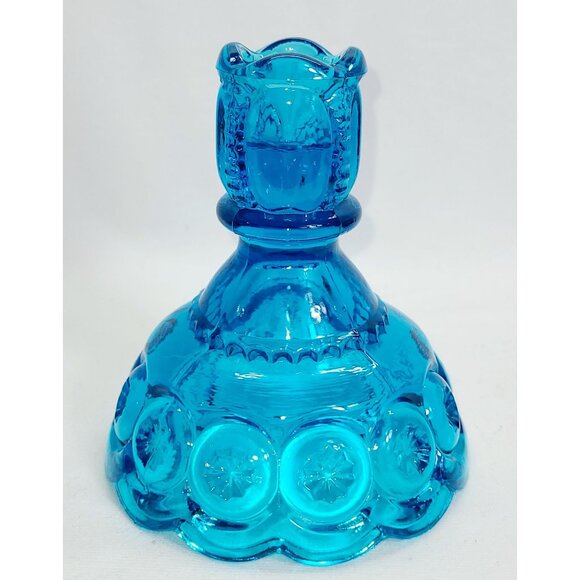 LE Smith Aqua Blue Moon & Stars candle holder - Picture 1 of 3